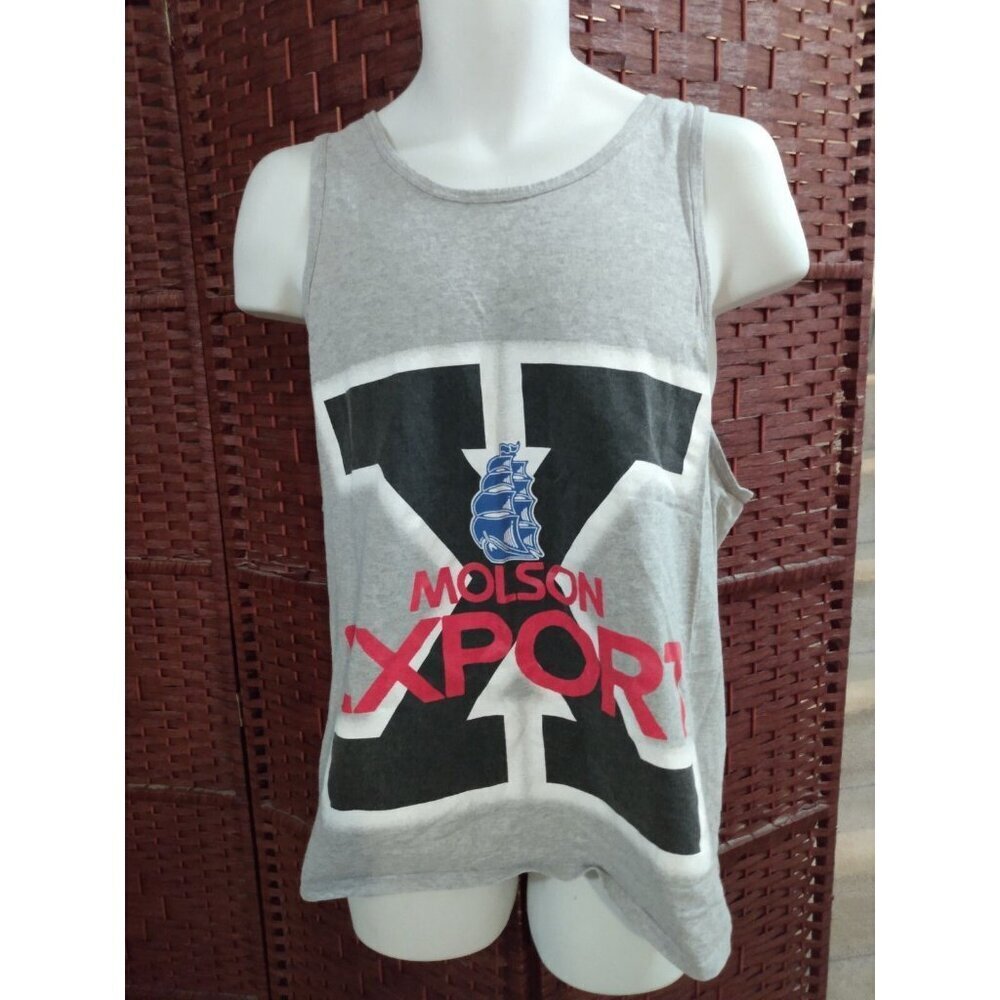 Vintage Molson Export Beer Tank top Shirt Molson Ex Big Print Large